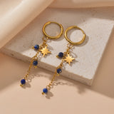 Beaded Star Drop Earrings Stainless Steel Irregular Stud Earrings