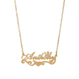 Personalized Frosted Name Letter Necklace with Crown Zircon Pendant for Women