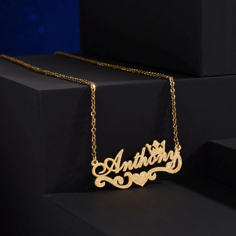 Atoztide Zircon Necklace Stainless Steel Name Pendant for Women