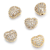 Plated Copper Micro Pave CZ Heart Beads 3pcs