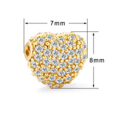 Plated Copper Micro Pave CZ Heart Beads 3pcs