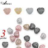 Plated Copper Micro Pave CZ Heart Beads 3pcs