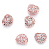 Plated Copper Micro Pave CZ Heart Beads 3pcs