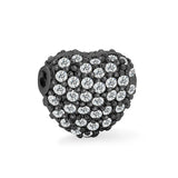 Plated Copper Micro Pave CZ Heart Beads 3pcs
