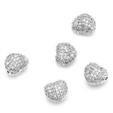 Plated Copper Micro Pave CZ Heart Beads 3pcs