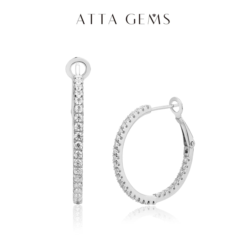 Attagems Moissanite Hoop Earrings 1.5mm D 925 Silver Yellow Diamond