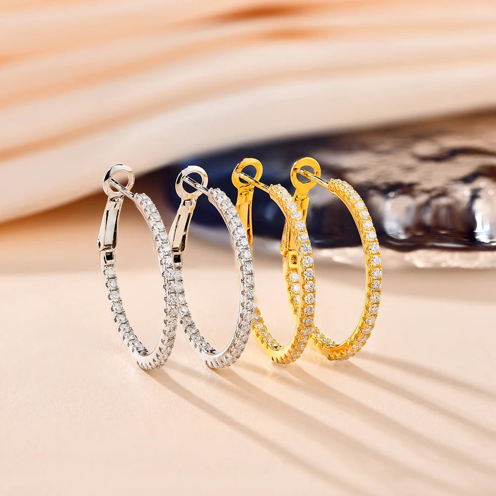 Attagems Moissanite Hoop Earrings 1.5mm D 925 Silver Yellow Diamond