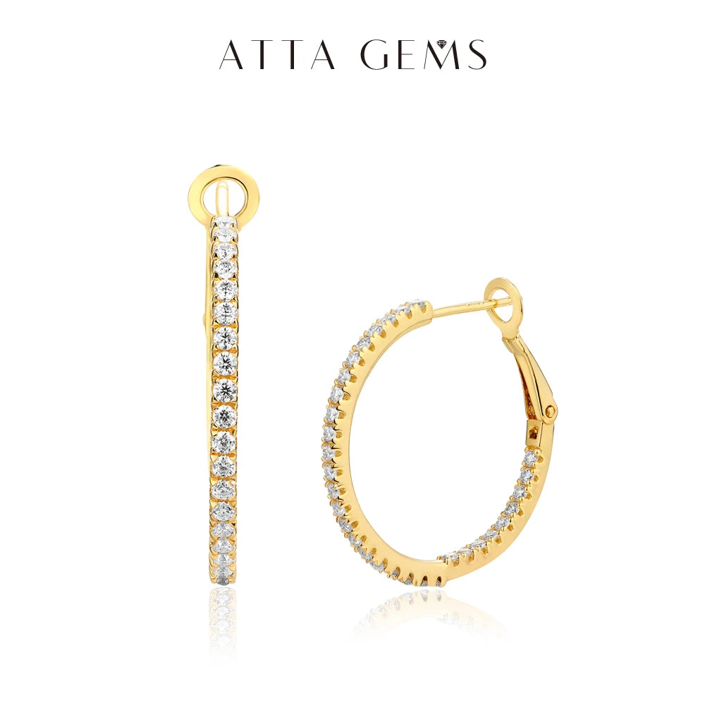Attagems Moissanite Hoop Earrings 1.5mm D 925 Silver Yellow Diamond