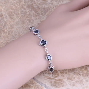 CZ Silver Link Chain Bracelet 6-7.5 inch Jewelry Bag S0372