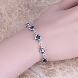 CZ Silver Link Chain Bracelet 6-7.5 inch Jewelry Bag S0372
