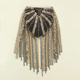Metal Sequins Shoulder Tassels Epaulet Brooch Unisex Dual Pins Shoulder Board