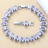 Purple Zircon Silver Bracelet Health Jewelry for Women