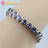 Purple Zircon Silver Bracelet Health Jewelry for Women