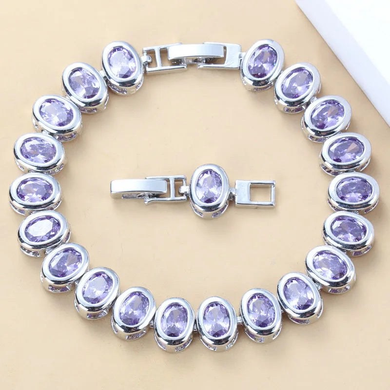 Purple Zircon Silver Bracelet Health Jewelry for Women