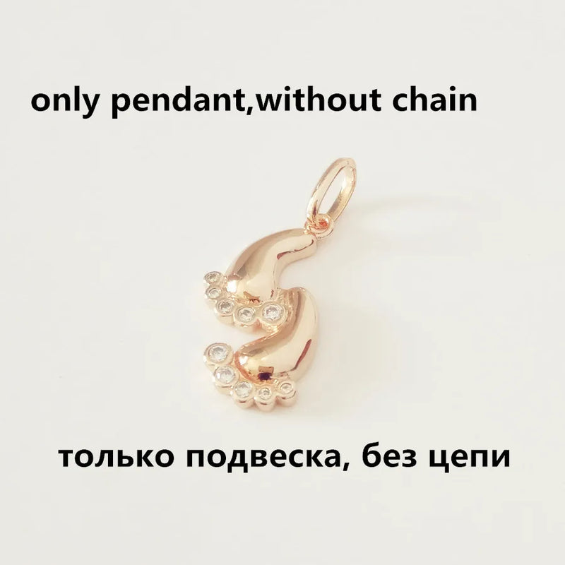 Cubic Zircon Feet Shape Necklaces & Pendants 585 Jewelry