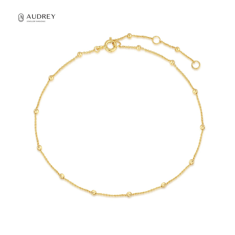 Audrey Personalized 14K Plated 925 Silver Lady Anklet Chains Foot Jewelry