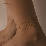 Audrey Geometric 14k Plated 925 Sterling Silver Anklets