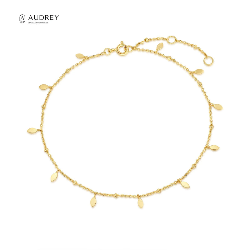 Audrey Geometric 14k Plated 925 Sterling Silver Anklets
