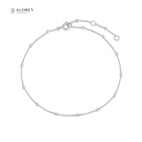 Audrey Round Beads Adjustable Foot Jewelry Rhodium Plated Anklets