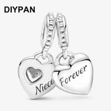 Aunt & Niece Split Heart Dangle Charm for Bracelet