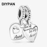 Aunt & Niece Split Heart Dangle Charm for Bracelet