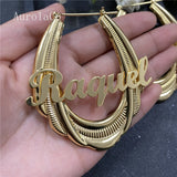 AurolaCo 65mm Stainless Steel Bamboo Hoop Earrings Name Earrings