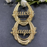 AurolaCo 65mm Stainless Steel Bamboo Hoop Earrings Name Earrings