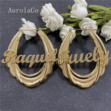 AurolaCo 65mm Stainless Steel Bamboo Hoop Earrings Name Earrings