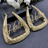 AurolaCo Stainless Steel Bamboo Hoop Earrings 75mm