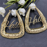 AurolaCo Stainless Steel Bamboo Hoop Earrings 75mm