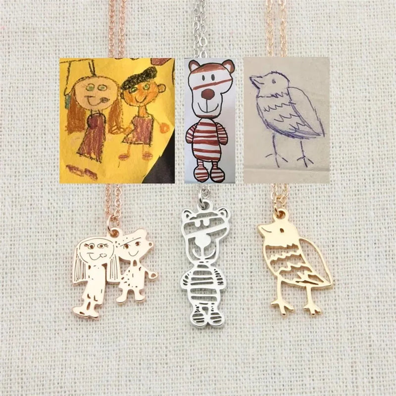 AurolaCo Actual Kids Drawing Necklace Name Necklace Children Artwork Necklace
