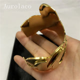 AurolaCo Stainless Steel Name Bangle Women Nameplate Big Bracelet