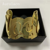 AurolaCo Stainless Steel Name Bangle Women Nameplate Big Bracelet