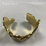 AurolaCo Stainless Steel Name Bangle Women Nameplate Big Bracelet