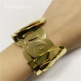 AurolaCo Stainless Steel Name Bangle Women Nameplate Big Bracelet