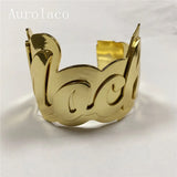 AurolaCo Stainless Steel Name Bangle Women Nameplate Big Bracelet