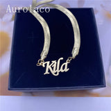 AurolaCo Name Bracelet Snake Chain Stainless Steel