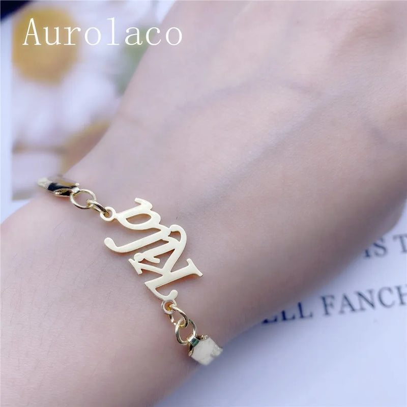 AurolaCo Name Bracelet Snake Chain Stainless Steel