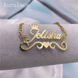 AurolaCo Name Bracelet with Heart Charm Stainless Steel Bracelet