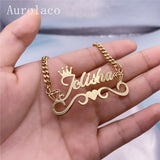 AurolaCo Name Bracelet with Heart Charm Stainless Steel Bracelet