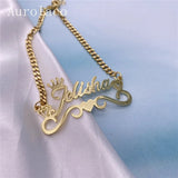 AurolaCo Name Bracelet with Heart Charm Stainless Steel Bracelet