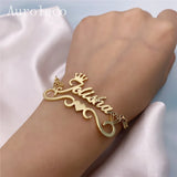 AurolaCo Name Bracelet with Heart Charm Stainless Steel Bracelet