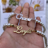 AurolaCo Name Bracelets Pearl Bracelet for Women