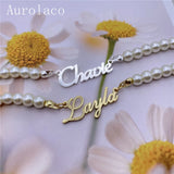 AurolaCo Name Bracelets Pearl Bracelet for Women