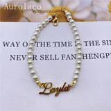 AurolaCo Name Bracelets Pearl Bracelet for Women
