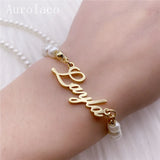 AurolaCo Name Bracelets Pearl Bracelet for Women
