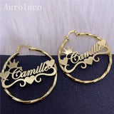 AurolaCo Stainless Steel Name Hoop Earrings with Heart for Women