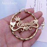 AurolaCo Stainless Steel Name Hoop Earrings with Heart for Women