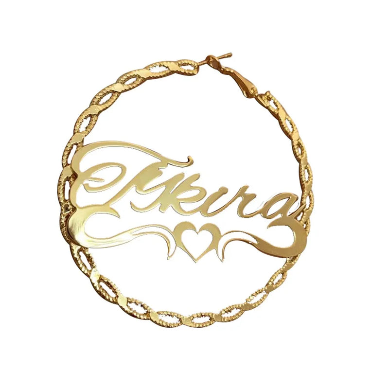 AurolaCo Name Hoop Earrings Stainless Steel Customize Name Earrings