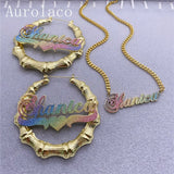 AurolaCo Bling Name Necklace Stainless Steel Cuban Chain Jewelry Gift
